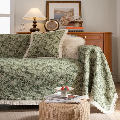 Vista 15 de vctops Fundas de sofá jacquard vintage para sofá seccional patrón de pájaros funda de sofá con flecos para perros fundas de sofá de dos plazas funda