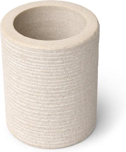 Vista 5 de GoCraft Vaso de baño de piedra arenisca natural – Copa de tocador de piedra duradera para cepillo de dientes, pasta de dientes, brochas