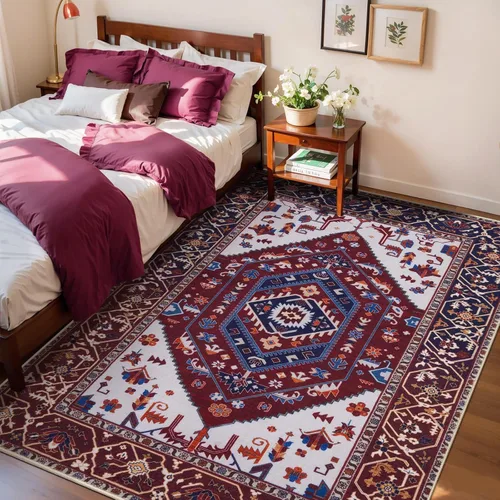 Vista 451 de SERISSA - Tapetes florales vintage, antideslizante, lavable, pequeño, ultrasuave, bohemio, de pelo bajo, para entrada, interiores, habitación
