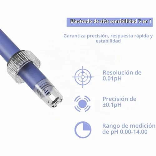 Vista 3 de ONiLAB Medidor de pH de sobremesa, 3 en 1 PH/temperatura, electrodo Mide con precisión de pH 0.01, soporta calibración automática de 1 a 3 puntos