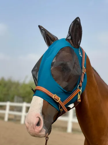 Vista 11 de Máscara de mosca de caballo, súper cómoda, máscara de mosca de caballo, máscara elástica con orejas, solo hacemos productos que les gustan a