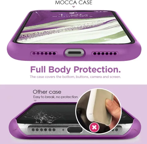 Vista 3 de MOCCA - Funda protectora de silicona con soporte, antiarañazos, de cuerpo completo y a prueba de golpes para iPhone XS/X de 5.8 pulgadas, morado