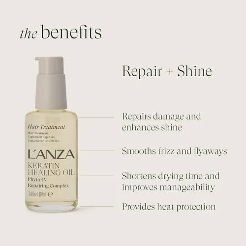 Vista 3 de L'ANZA Keratin Healing Oil Hair Treatment Repairs Dry, Damaged Hair, Split Ends, Smooths Flyaways, Adds Silky Shine, Color Safe Anti Frizz, Heat &