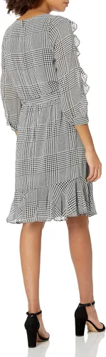 Vista 2 de Calvin Klein Vestido de manga larga con frente cruzado estampado para mujer