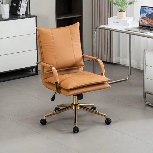 Vista 7 de Silla de oficina, cómoda silla de escritorio, silla giratoria de cuero, silla ergonómica para computadora con reposabrazos, silla de escritorio
