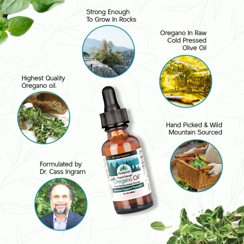 Vista 4 de PURELY WILD Extra Power - Gotas líquidas de aceite de orégano – Fórmula mediterránea cosechada silvestre del Dr. Cass Ingram – Vulgare de Origanum
