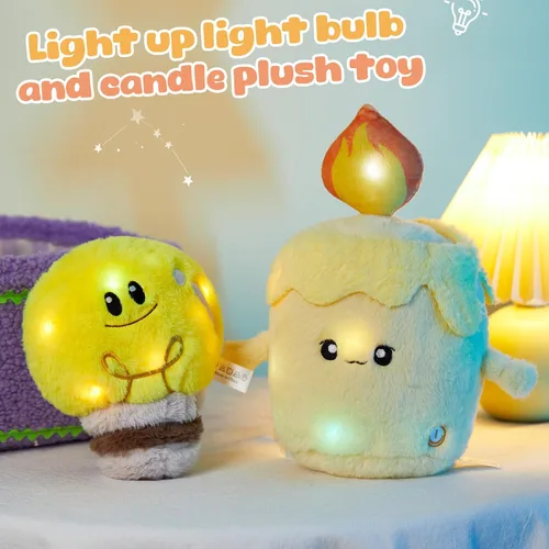 Vista 6 de WEWILL Bombilla de 8 pulgadas con luz de animal de peluche, lindo juguete de peluche suave, cumpleaños, Navidad, vacaciones, fin de semana, regalo
