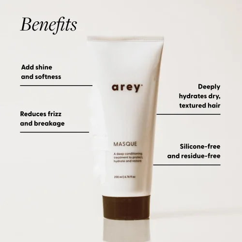 Vista 2 de Arey Masque Deep Conditioner & Hair Mask Hidratación profunda para cabello medio a grueso Reduce la rotura, doma el encrespamiento, restaura