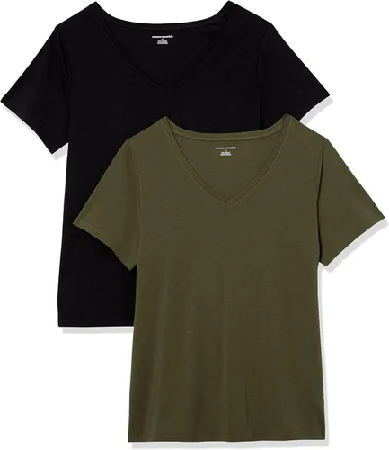 Vista 21 de Amazon Essentials - Camiseta de manga corta y cuello en V para mujer (disponible en tallas extragrandes)