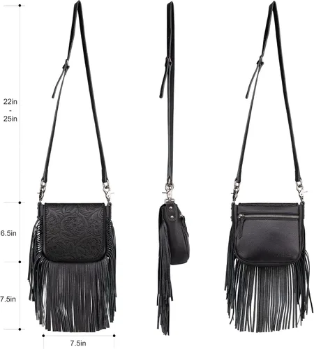 Vista 4 de Montana West Bolso bandolera con flecos estilo occidental para mujer