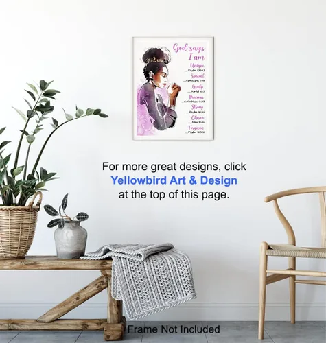 Vista 6 de Arte de pared inspirador con versículo bíblico para mujeres afroamericanas, póster de decoración motivacional para niñas negras, adolescentes, sala