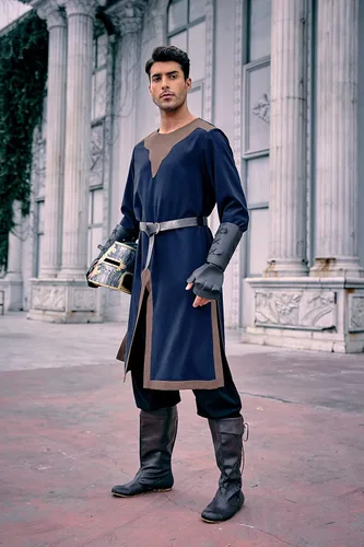 Vista 4 de Bbalizko Disfraz medieval para hombre, túnica templaria renacentista, caballero vikingo, pirata, vintage, guerrero, Halloween, LARP Tops