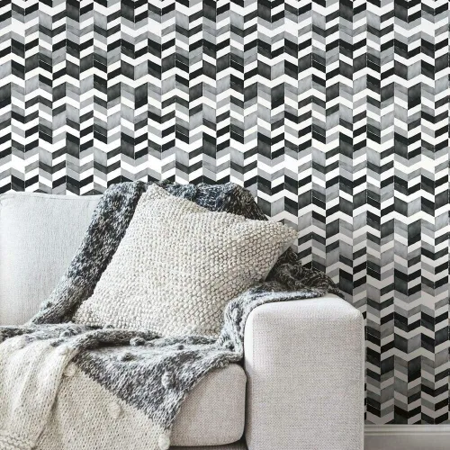 Vista 8 de RoomMates RMK11357RL Paul Brent - Papel pintado de acuarela azul y blanco Chevron