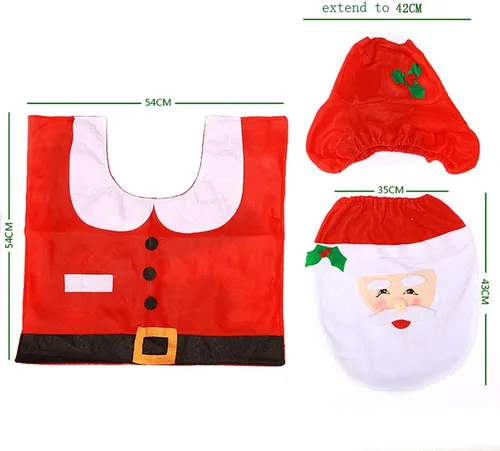 Vista 2 de Juego de decoración de baño navideño, funda de asiento de inodoro