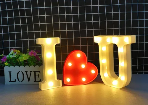 Vista 6 de AUSAYE Letras con luces LED, alfabeto iluminado, luz nocturna para el hogar, bar, fiesta, boda, cumpleaños, decoración de cumpleaños, funciona