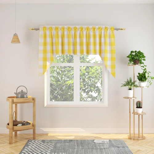 Vista 39 de Cenefas de cortina para ventana de 16 pulgadas de largo, 2 paneles de cuadros búfalo, cortinas pequeñas con bolsillo para barra, estilo clásico