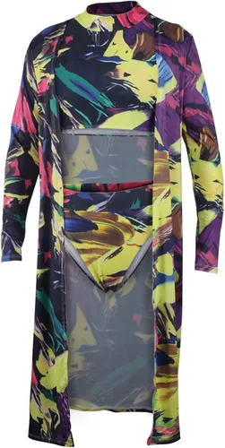 Vista 5 de Viottiset - Traje de baño de 3 piezas con estampado, bikini de cintura alta y pareo de playa para mujer