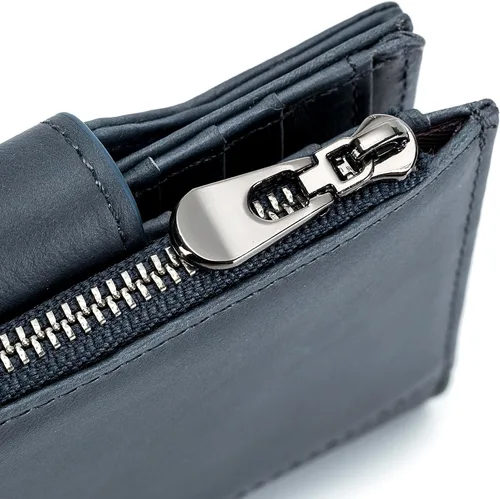 Vista 79 de LUKZIJAES Billetera de cuero genuino para hombre, con bloqueo RFID, delgada, plegable, bolsillo frontal, #3-Café, Vintage