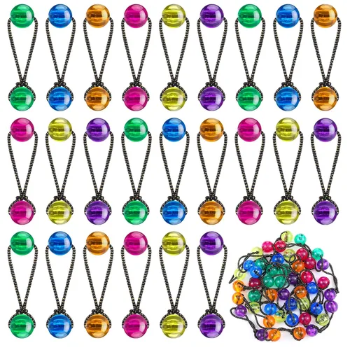 Vista 12 de Jutom - Juego de 24 lazos de burbujas para el cabello para niñas, cuentas dobles, blanco y negro 20mm Elastic Ponytail Holders, 80s 90s Retro