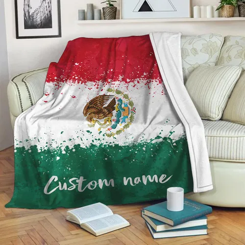 Vista 4 de Manta de México personalizada con nombre para hombres y mujeres, manta personalizada con bandera de México, manta de bandera mexicana, regalo