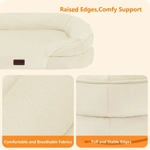 Vista 5 de Sofá ortopédico impermeable para perros medianos, espuma Beige