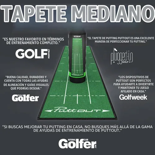 Vista 9 de PuttOUT Alfombrilla de putting mediana: perfecciona tu putting de golf (7.9 pies x 1.6 pies) (verde)