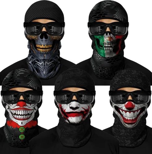 Vista 31 de Pasamontañas 3D, máscara de cara completa, resistente al viento, máscara de esquí con calavera táctica para motocicleta, ciclismo, Halloween 4