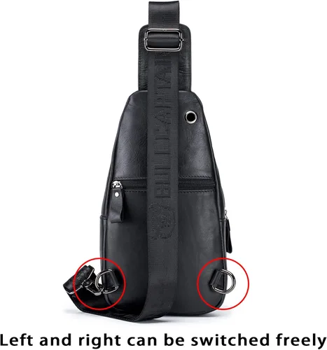 Vista 10 de LUKZIJAES Bolso bandolera de cuero genuino para hombre