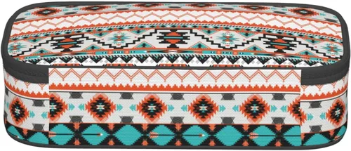 Vista 3 de Estuche organizador de lápices tribal étnico azteca de gran capacidad, papelería con cremallera, suministros escolares, bolsa para lápices