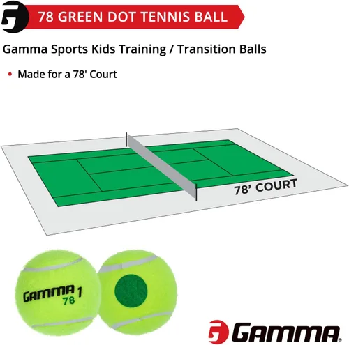 Vista 6 de Gamma Orange 60 and Green 78 Dot Training Tennis Balls for Kids & Beginners, Low-Compression Core Reduces Speed & Bounce, Great for Tennis Practice