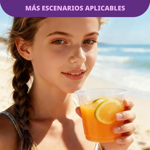 Vista 8 de Vasos de plástico transparente de 9 onzas [100 unidades] - Vasos desechables de plástico para beber, vasos de fiesta de PET libres de BPA para café