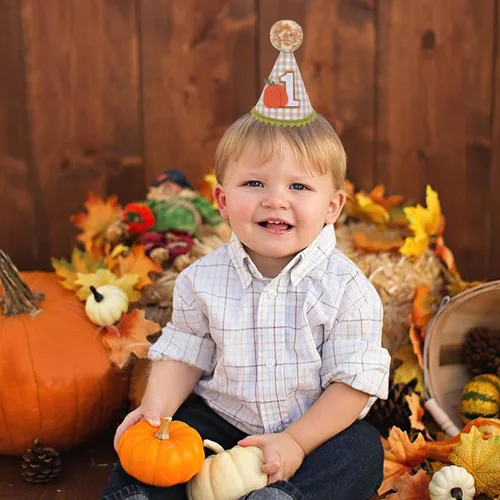Vista 6 de Sombrero de calabaza para el primer cumpleaños para niños, decoración de primer cumpleaños de otoño, sombrero de primer cumpleaños, decoración