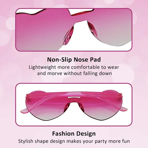 Vista 12 de KIDZVEFUN Regalos de despedida de soltera, lentes de sol de corazón, 9 unidades en forma de corazón, sin marco, transparentes, lindos y divertidos