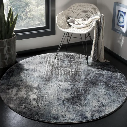 Vista 8 de SAFAVIEH Galaxy Collection - Alfombra para pasillo, 2 pies 3 pulgadas x 8 pies, carbón y azul, diseño abstracto moderno, no desprende pelusa