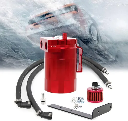 Vista 9 de Kit de lata de recepción de aceite RULLINE, tanque de reservorio separador de aceite para motor, pulido con deflector, compatible con Ford F150 Para