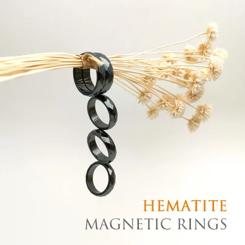 Vista 52 de Morchic - Anillos unisex de piedras de hematita, para equilibrar ansiedad, chakra raíz, (paquete de tamaños mixtos)