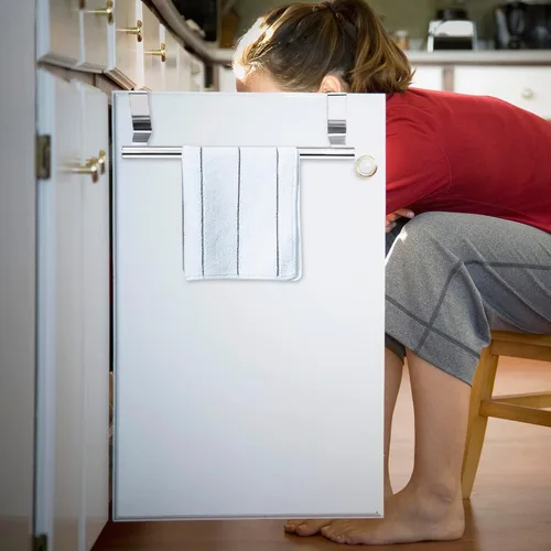 Vista 9 de Toallero para puerta de gabinete, toallero de cocina para gabinete, soporte para toallas de cocina de acero inoxidable, colgador de toallas de mano