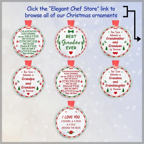 Vista 5 de Elegant Chef Adorno de Navidad para nieta - Always Remember You are Braver Stronger Smarter, recuerdo inspirador motivacional de la abuela