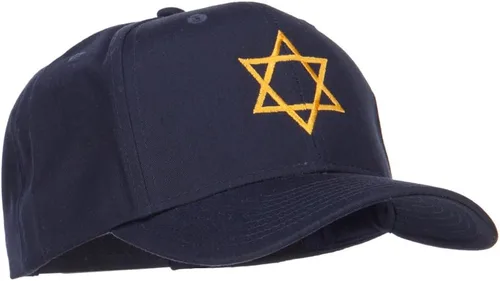 Vista 5 de e4Hats.com - Gorra de sarga de algodón bordado, diseño de estrella de David