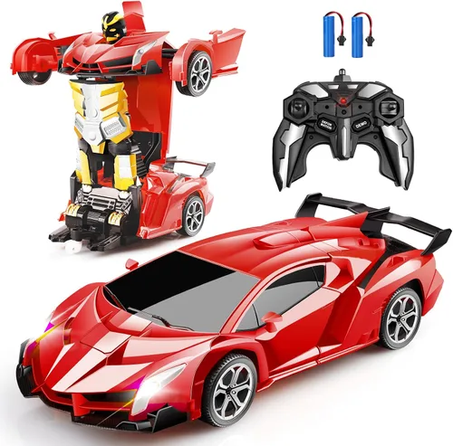 Vista 9 de Blackma Carro a Control Remoto – Transformar, Deformación con Un Botón y Deriva Giratoria de 360°, Carro RC Robot Transformable con Luz LED, Regalos