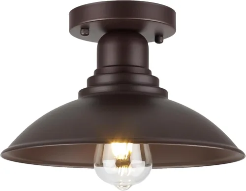 Vista 10 de Luz de Granero de Cuello de Ganso de Bronce Rústica Estilo Granja, Iluminación de Tocador de Cabaña Interior con Casquillo Base E26, Aplique