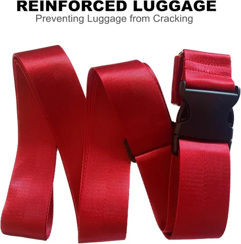 Vista 9 de Correas cruzadas de equipaje para maletas de 20-34 pulgadas Correa de equipaje cruzada Correas de equipaje extra largas para maletas grandes (rojo)