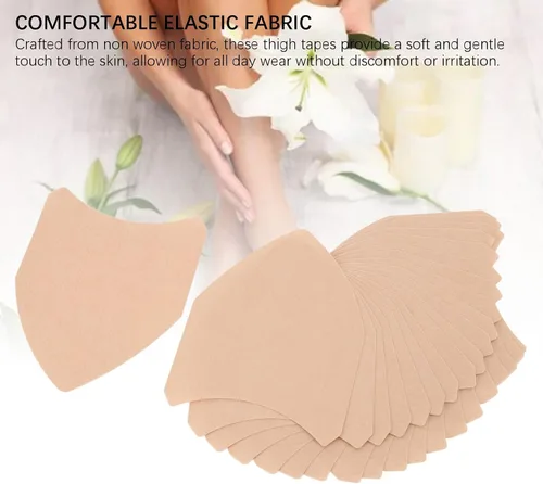 Vista 9 de 20 Pcs Thigh Inner Anti Chafing Sticker, V Shaped Skin Color Elastic Non Woven Fabric Self Adhesive Thigh Rubbing Prevention Friction Patches