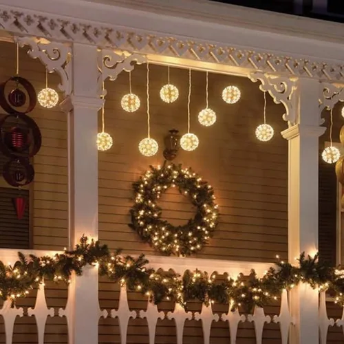 Vista 6 de NEROSUN: Luces de Navidad operadas con batería, 50 luces LED de 16 pies, impermeables, guirnalda de luces para árbol de Navidad con 8 modos