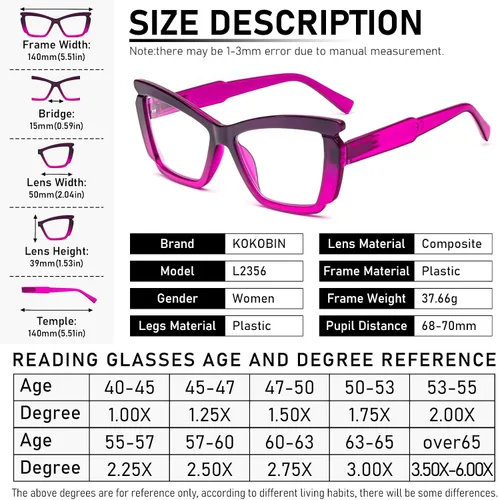 Vista 4 de Paquete de 4 elegantes lentes de lectura para mujer, a la moda, grandes, con bloqueo de luz azul, con bisagra de resorte