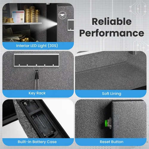Vista 5 de Locksworth Caja de seguridad electrónica antirrobo de 2.0 pies cúbicos, con bolsa impermeable ignífuga para objetos de valor de dinero, caja
