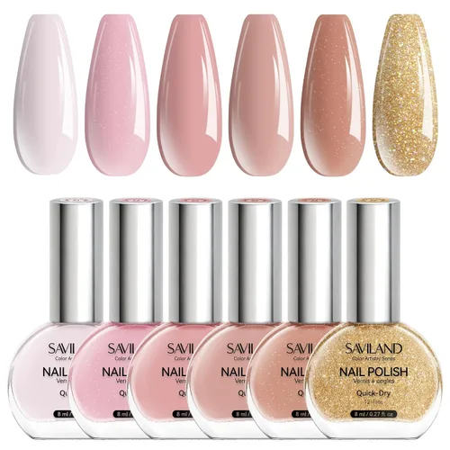 Vista 10 de SAVILAND - Juego de esmaltes de uñas perlado: secado rápido, 12 ingredientes libres, esmalte Aurora, 6 colores brillantes, morado, rosa, azul