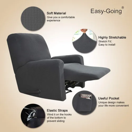 Vista 3 de Easy-Going Funda reclinable para sofá biplaza de 1 pieza con consola central, 4 piezas, funda reclinable