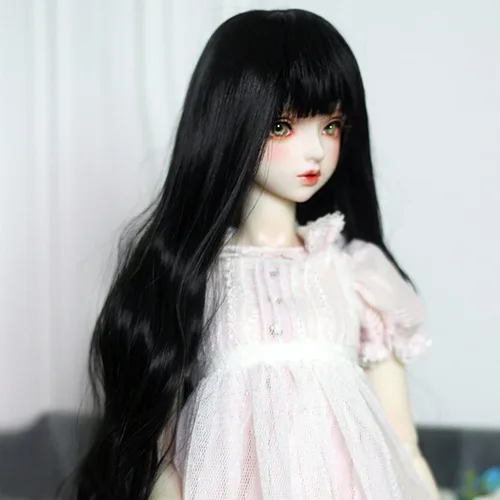 Vista 3 de Peluca de muñeca de 1/6, suave al tacto, recortable, resistente al calor, articulada, peluca de muñeca con flequillo, accesorios de decoración