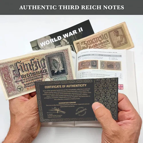 Vista 4 de IMPACTO COLECCIONABLES - 2 billetes utilizados durante la Segunda Guerra Mundial por las tropas alemanas (1939-42) - Tercer Reich, certificado